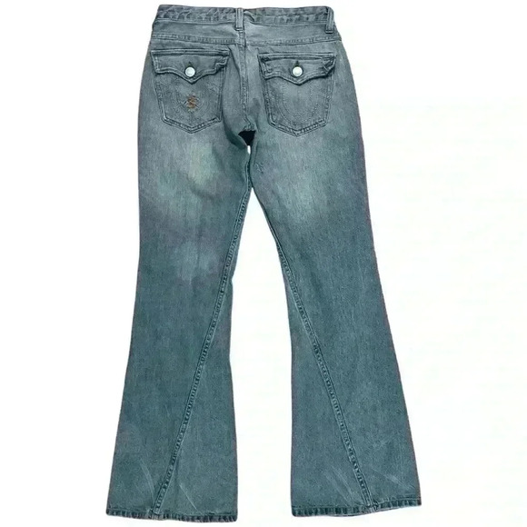 True Religion Y2K Pink Distressed Stitch Joey Flare Jeans - Picture 1 of 6